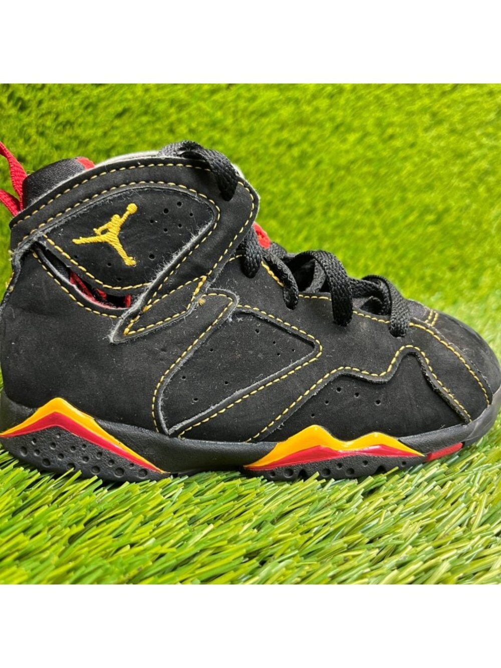 Nike Air Jordan 7 Retro Citrus Boys Size 9C‎ Black Basketball Shoes Sneakers